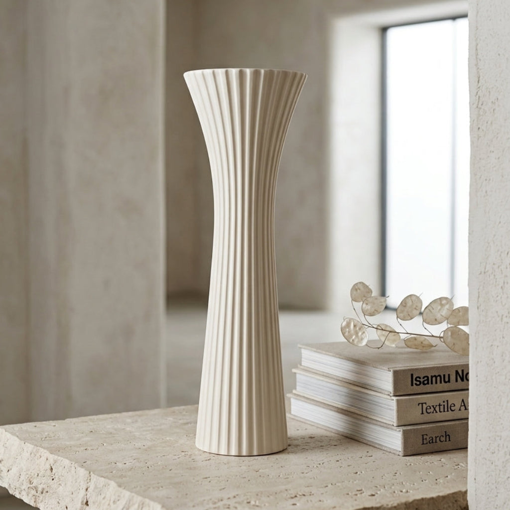 Cream Textured Vase