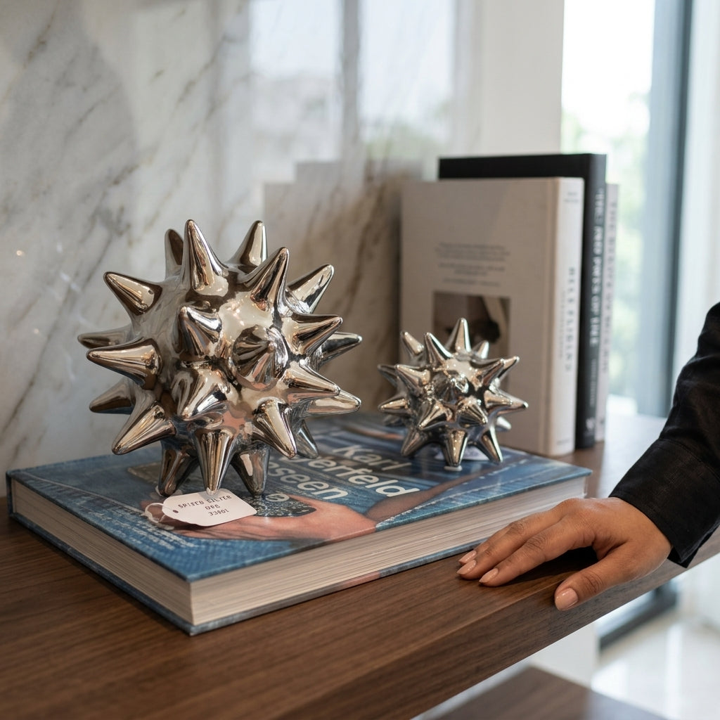Spiked Silver Orb Decor