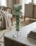 Sage Glass Candle Holder