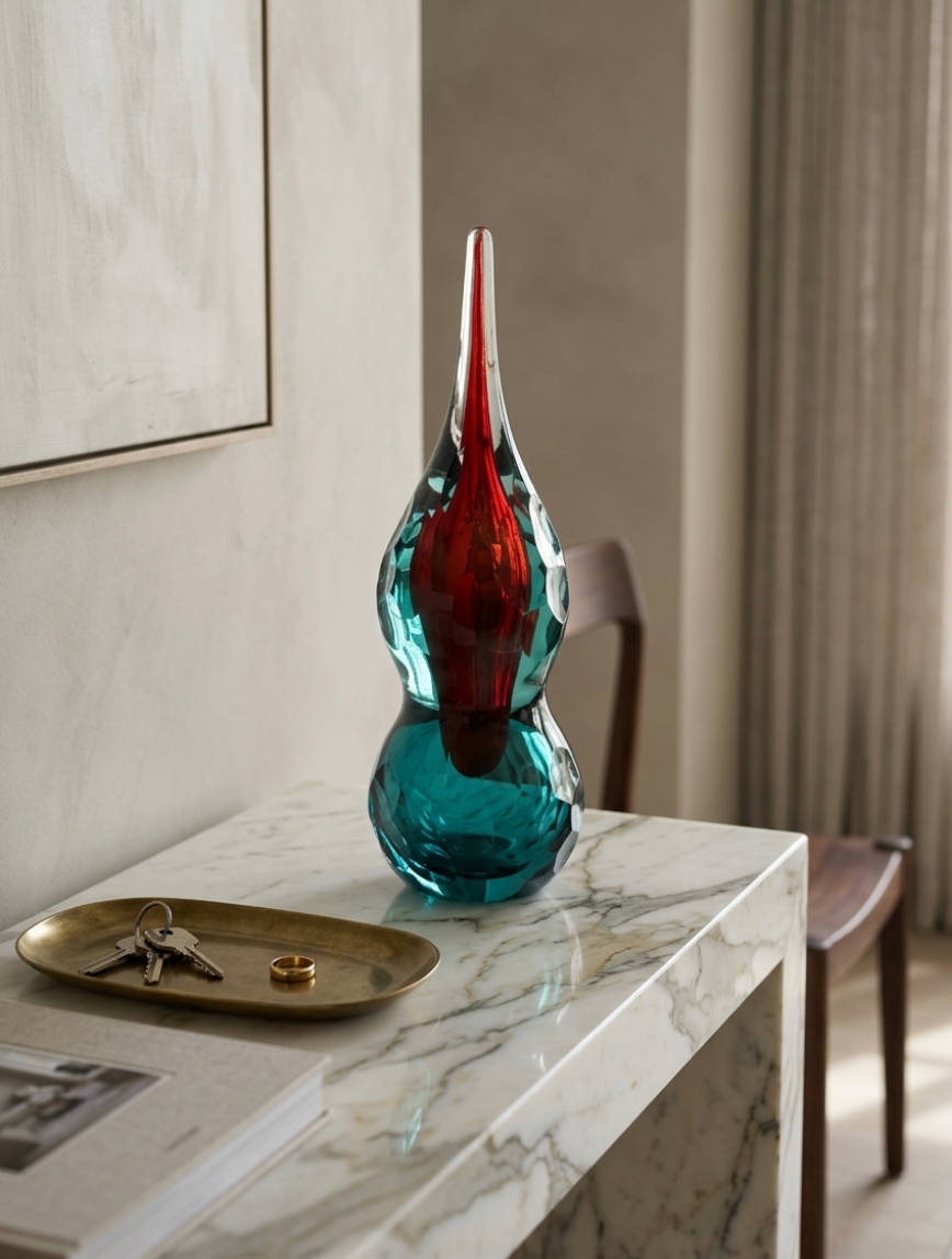 Crimson Blue Crystal Decor