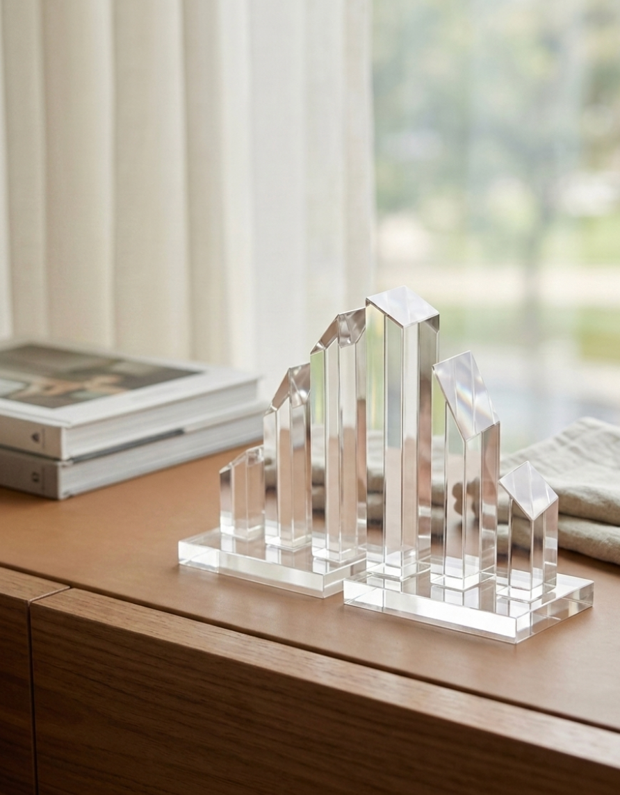 Pyramid Crystal Bookends