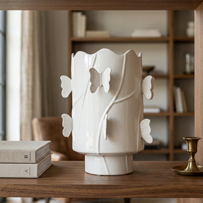 White Flutter Vase